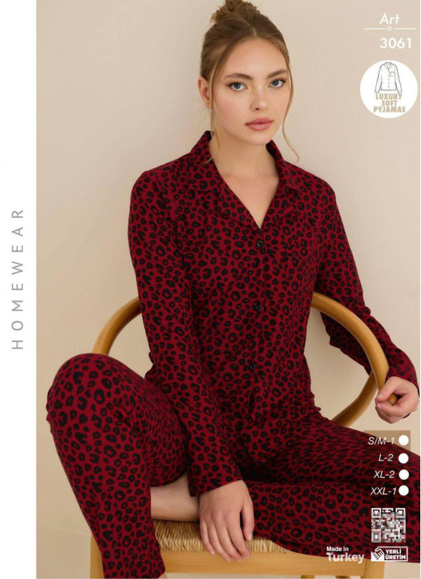 Пижама Женская Мягкая и Тёплая на Пуговицах (SM+L+L+XL+XL+2XL) Luxury Soft CAGRI 3061 — оптом для магазинов и бутиков