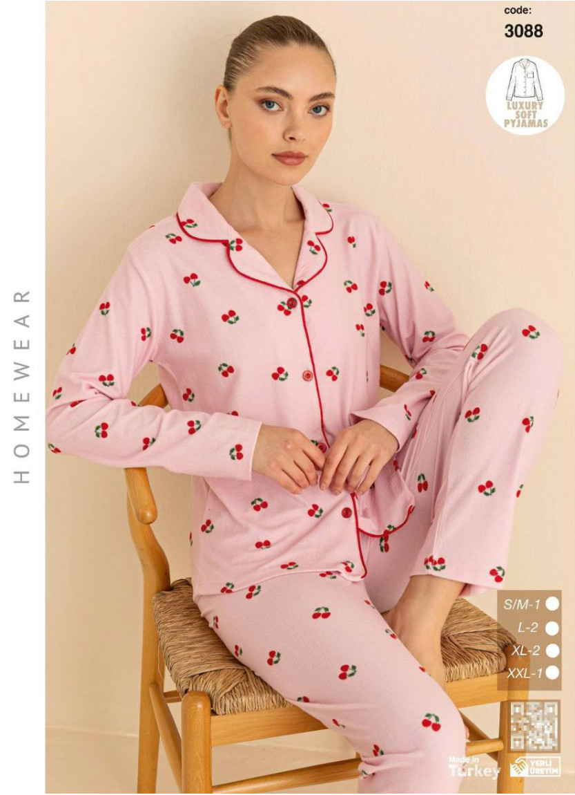 Пижама Женская Мягкая и Тёплая на Пуговицах (SM+L+L+XL+XL+2XL) Luxury Soft CAGRI 3086 — оптом для магазинов и бутиков