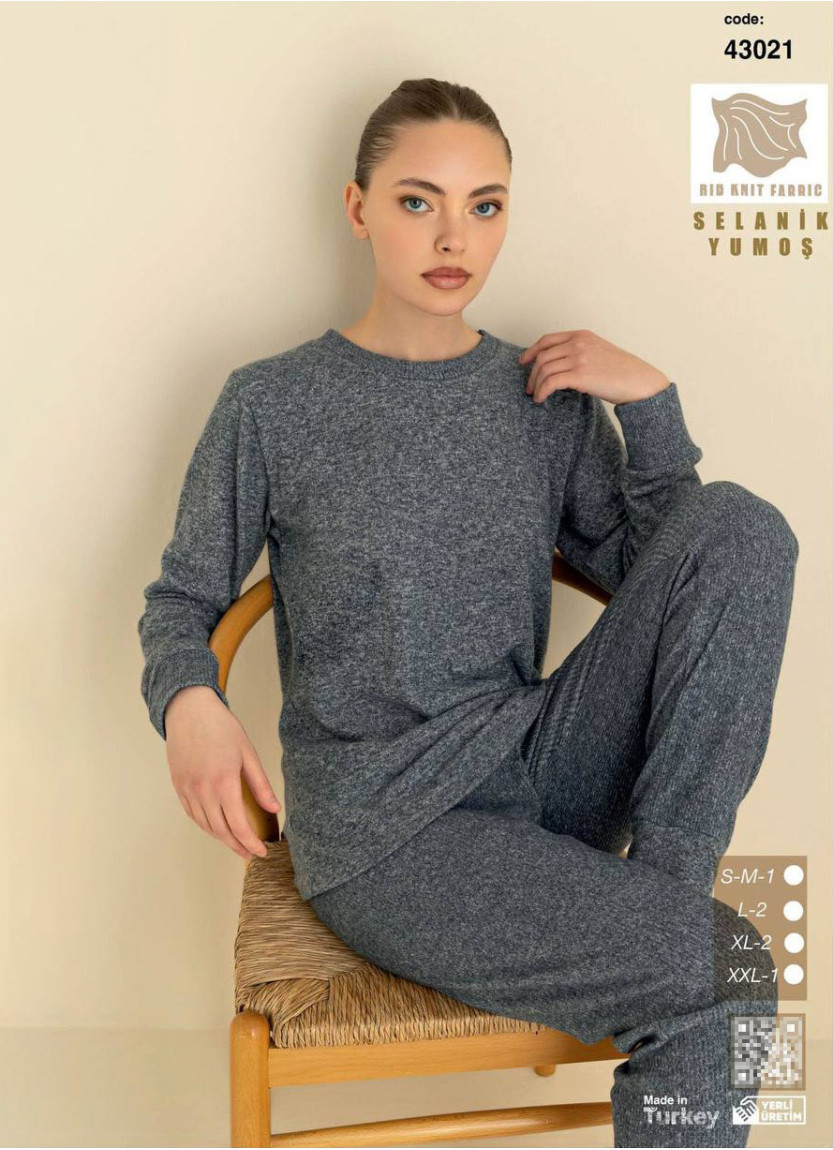 Women’s Soft Selanik Knit Pajama Set with Pants (SM+L+L+XL+XL+2XL) SeamLife 43021 — direct Turkish factory supply