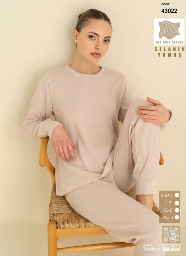Women’s Soft Selanik Knit Pajama Set with Pants (SM+L+L+XL+XL+2XL) SeamLife 43022 — wholesale from Turkey
