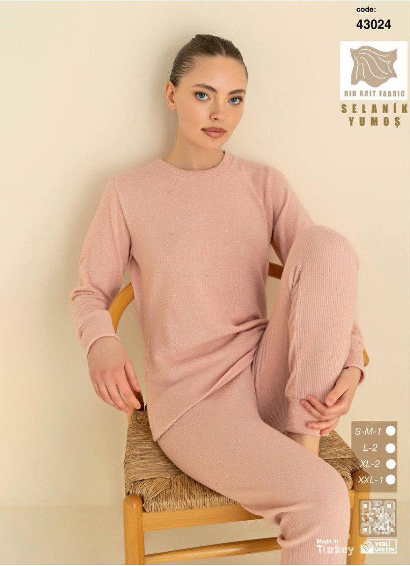 Women’s Soft Selanik Knit Pajama Set with Pants (SM+L+L+XL+XL+2XL) SeamLife 43024 — Turkish textile wholesale