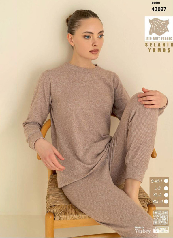 Women’s Soft Selanik Knit Pajama Set with Pants (SM+L+L+XL+XL+2XL) SeamLife 43027 — wholesale from Turkey