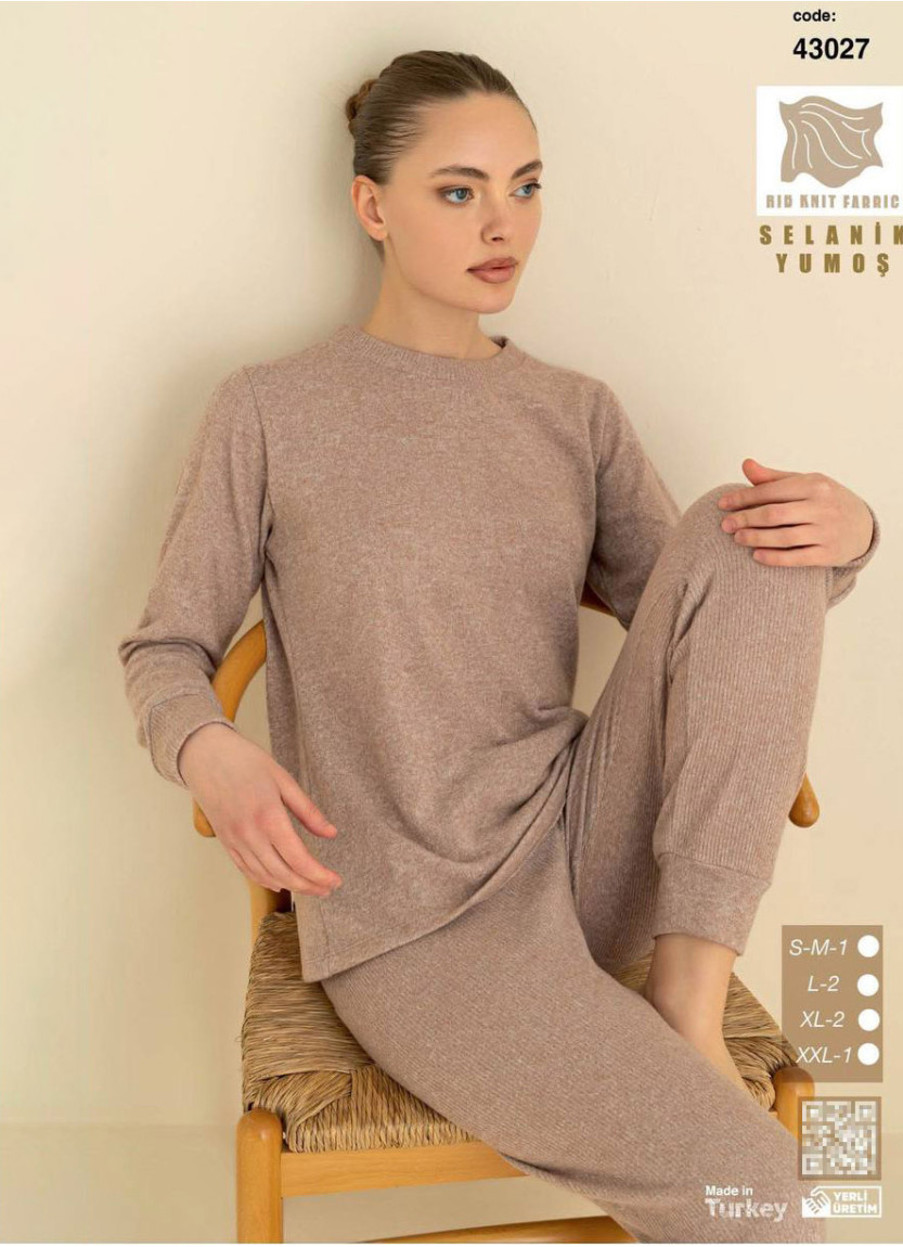 Пижама Женская из Мягкого Трикотажа Селаник с Брюками (SM+L+L+XL+XL+2XL) SeamLife 43027 — купить оптом из Турции