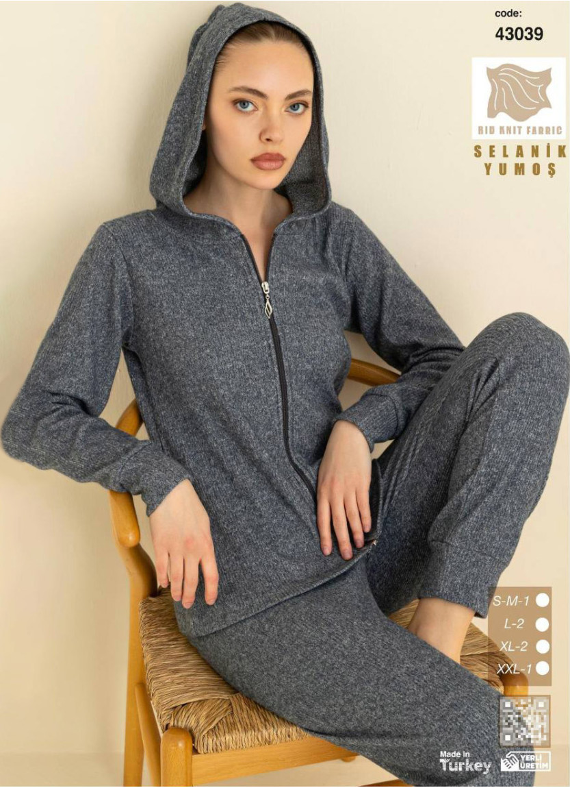 Women’s Soft Selanik Knit Hooded Zip-Up Pajama Set (SM+L+L+XL+XL+2XL) SeamLife 43039 — factory-direct from Turkey