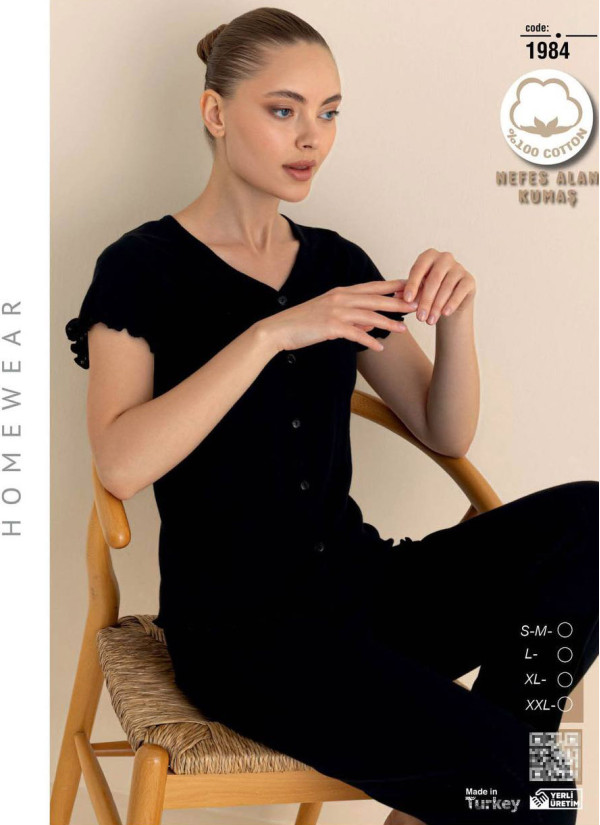 Women’s Breathable Cotton Pajama Set with Short Sleeves (SM+L+XL+2XL) SeamLife 1984 — factory-direct from Turkey