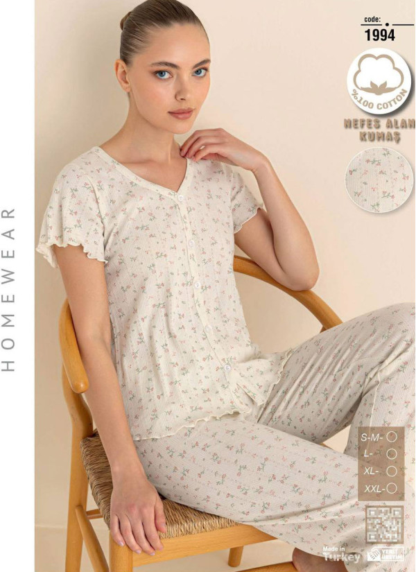 Women’s Breathable Cotton Pajama Set with Short Sleeves (SM+L+XL+2XL) SeamLife 1994 — Turkish textile wholesale