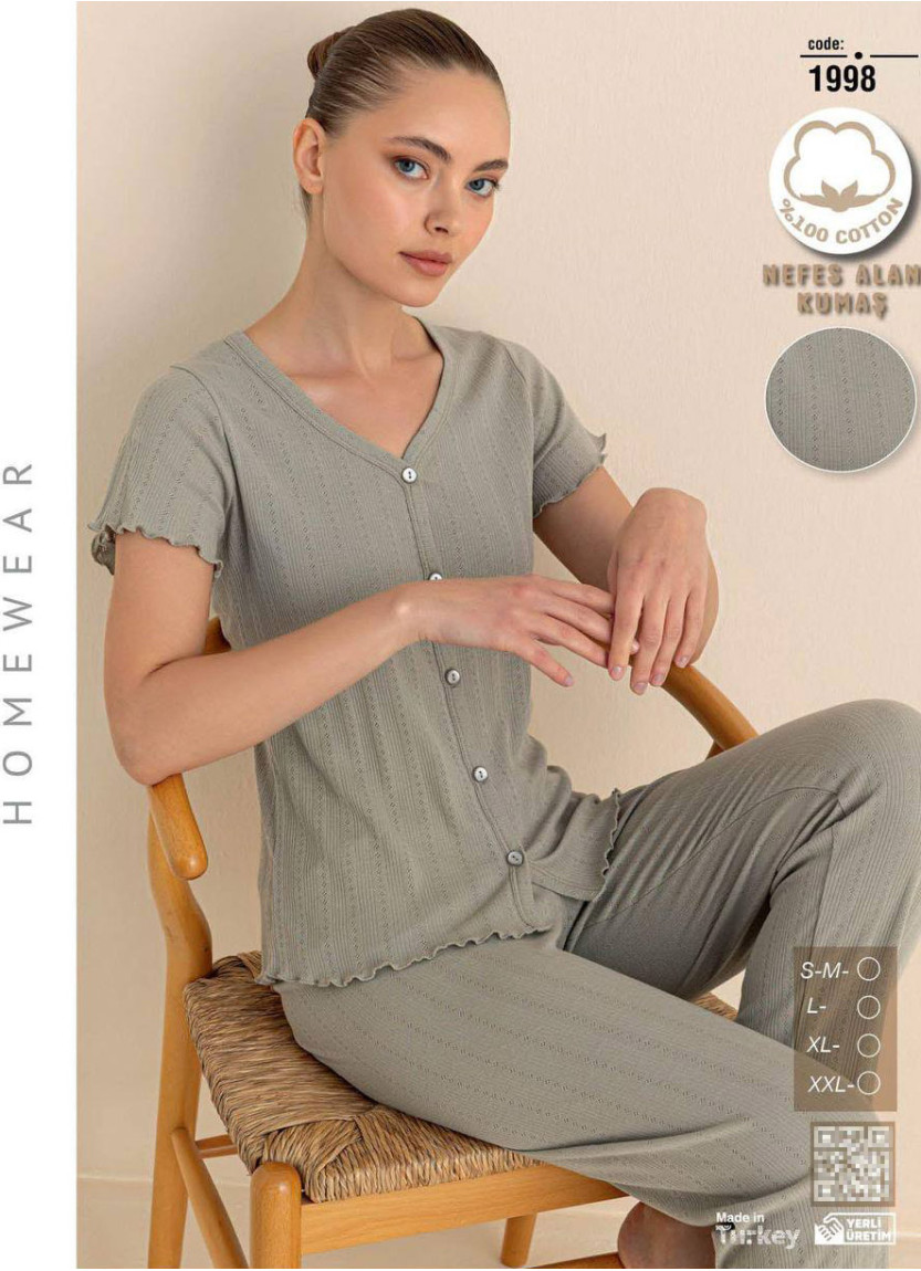 Женская Пижама из Дышащего Хлопка с Коротким Рукавом (SM+L+XL+2XL) SeamLife 1998 — оптом для магазинов и бутиков