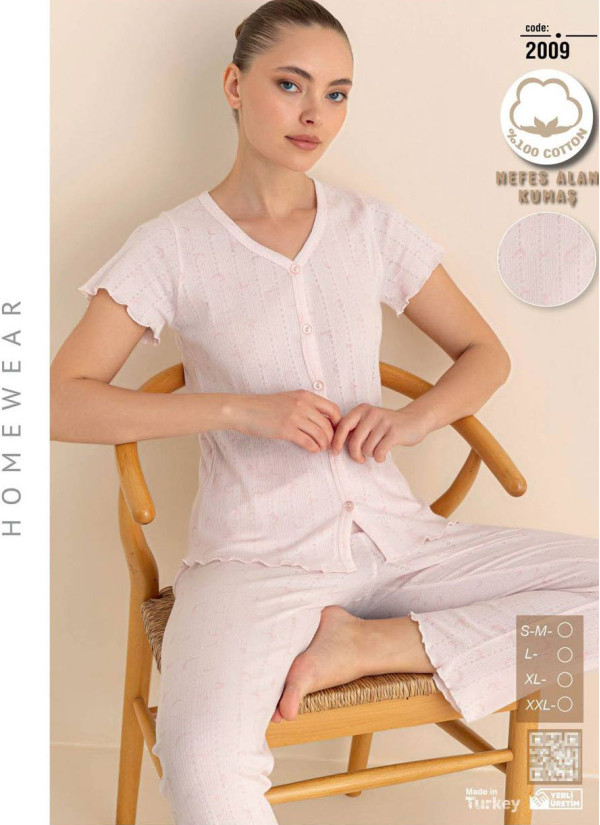 Women’s Breathable Cotton Pajama Set with Short Sleeves (SM+L+XL+2XL) SeamLife 2009 — wholesale from Turkey