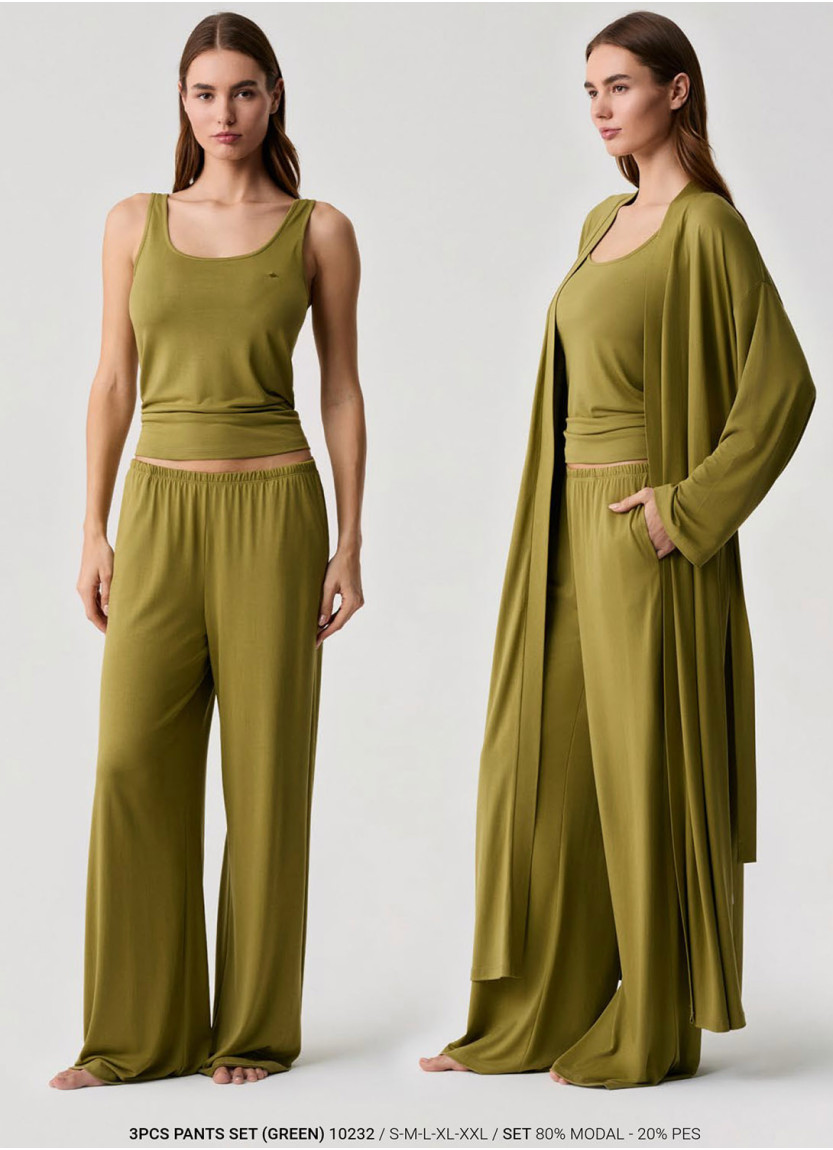 3 PCS PANT SET Green Penye Mood 10232 Penye Mood 10232 Green — wholesale from Turkey