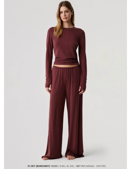 PJ SET Burgundy Penye Mood 10233 Penye Mood 10233 Burgundy — Turkish factory wholesale