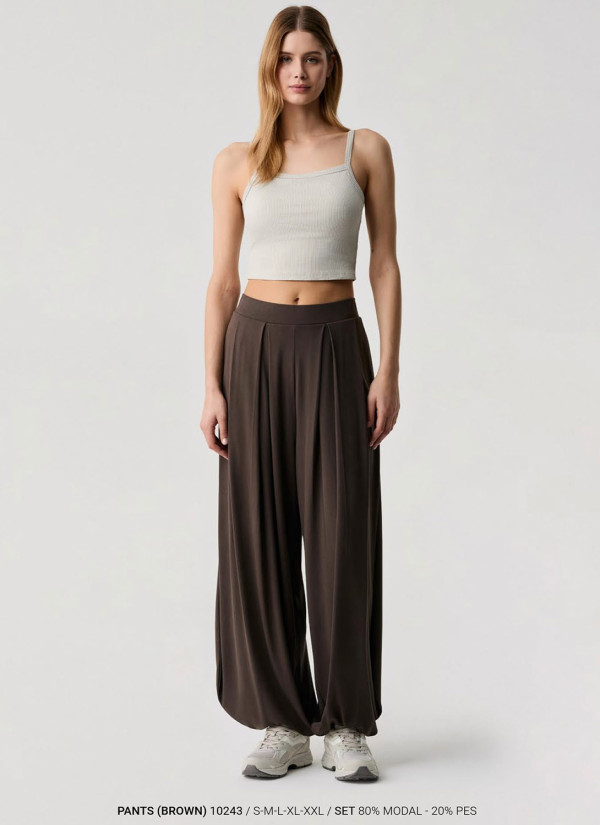 Брюки (Коричневый) Penye Mood 10243 Penye Mood 10243 Brown — купить оптом со Стамбула