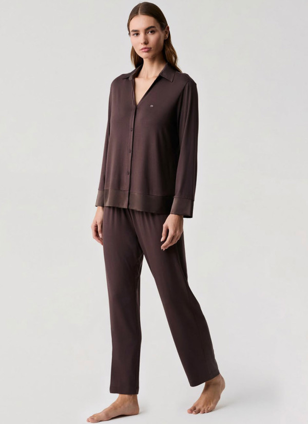 Комплект с Брюками (Коричневый) Penye Mood 9708-FW26 Penye Mood 9708-FW26 Brown — купить оптом из Турции