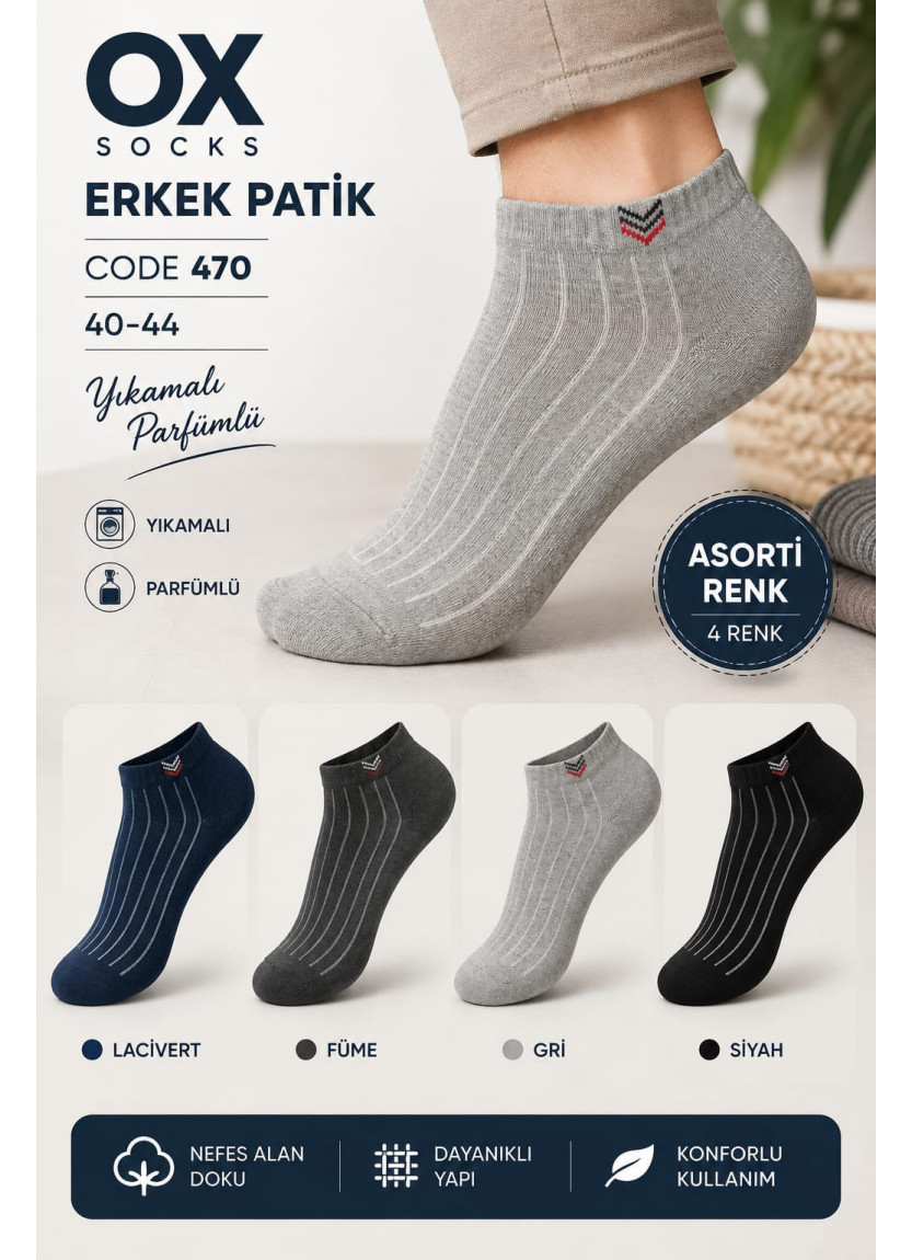 Men’s Cotton Perfumed Ankle Socks (Assorted Colors) (40–44) OX Socks OX ErCotKsa 470EA — Istanbul wholesale supplier