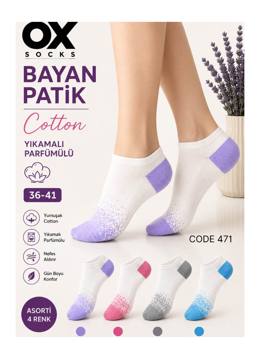 Women’s Cotton Perfumed Ankle Socks (Assorted Colors) (36–41) OX OX CotKsa 471-09 — Turkey wholesale collection