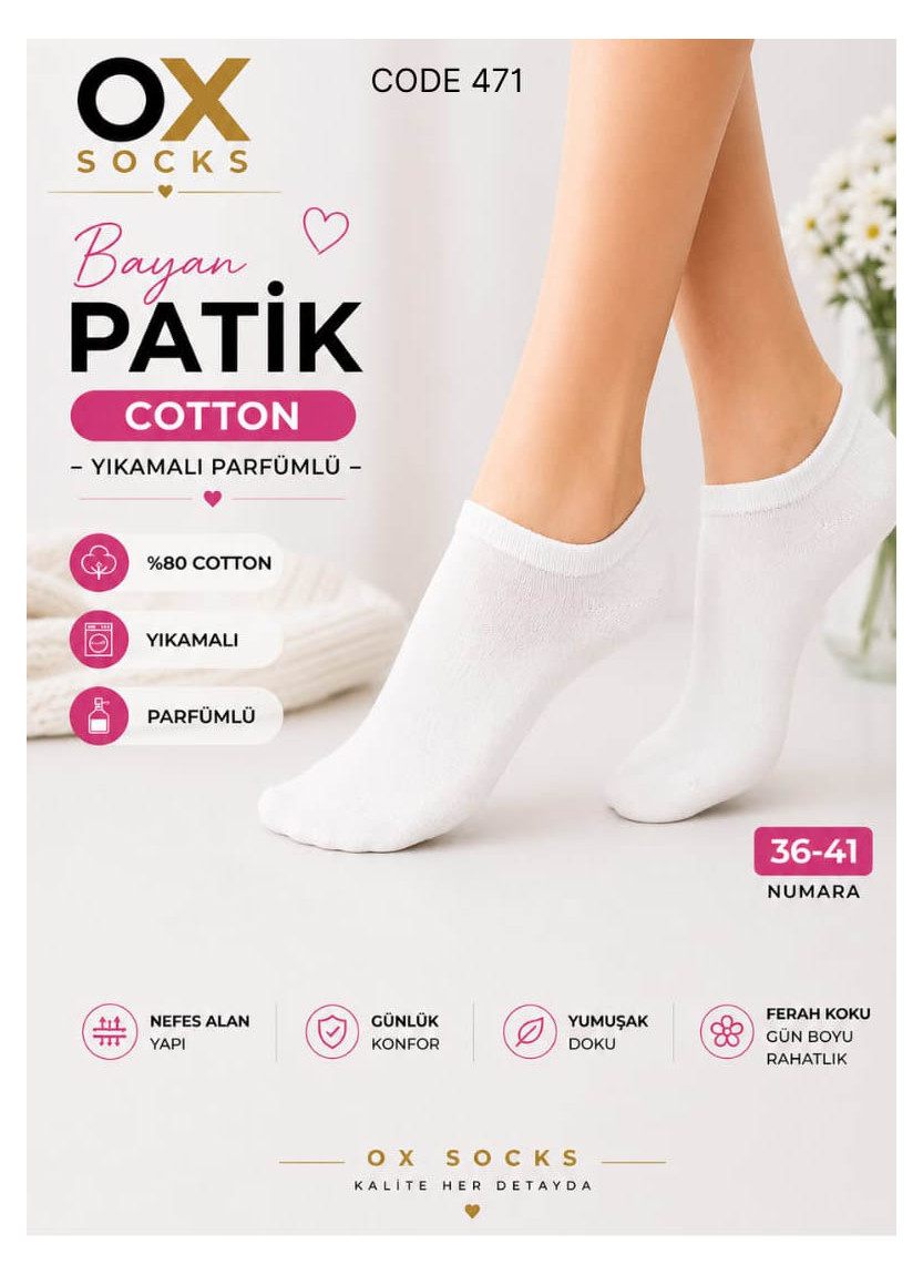 Women’s Cotton Perfumed Ankle Socks (36–41) OX OX CotKsa 471-12 — Istanbul wholesale supplier