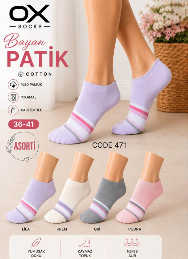 Women’s Cotton Perfumed Ankle Socks (Assorted Colors) (36–41) OX OX CotKsa 471-13 — wholesale for boutiques