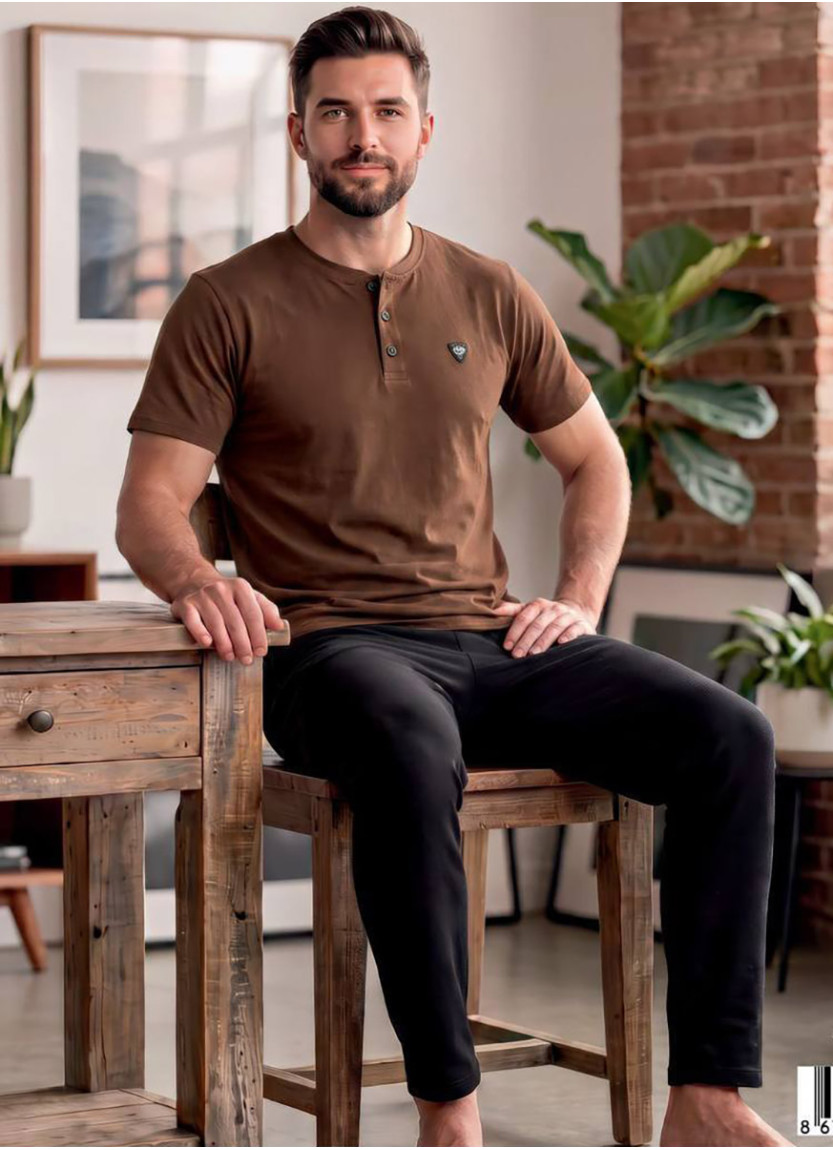 Men’s Cotton Short Sleeve Pajama Set (M+L+XL+XXL) Polat Yıldız POLAT 55629 — wholesale from Turkey