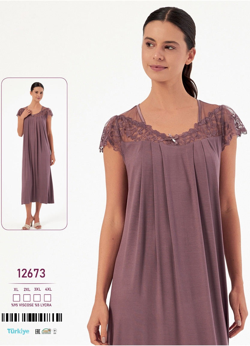 Caroline 12673 — ночная сорочка из вискозы (XL+2XL+3XL+4XL) — купить оптом из Турции