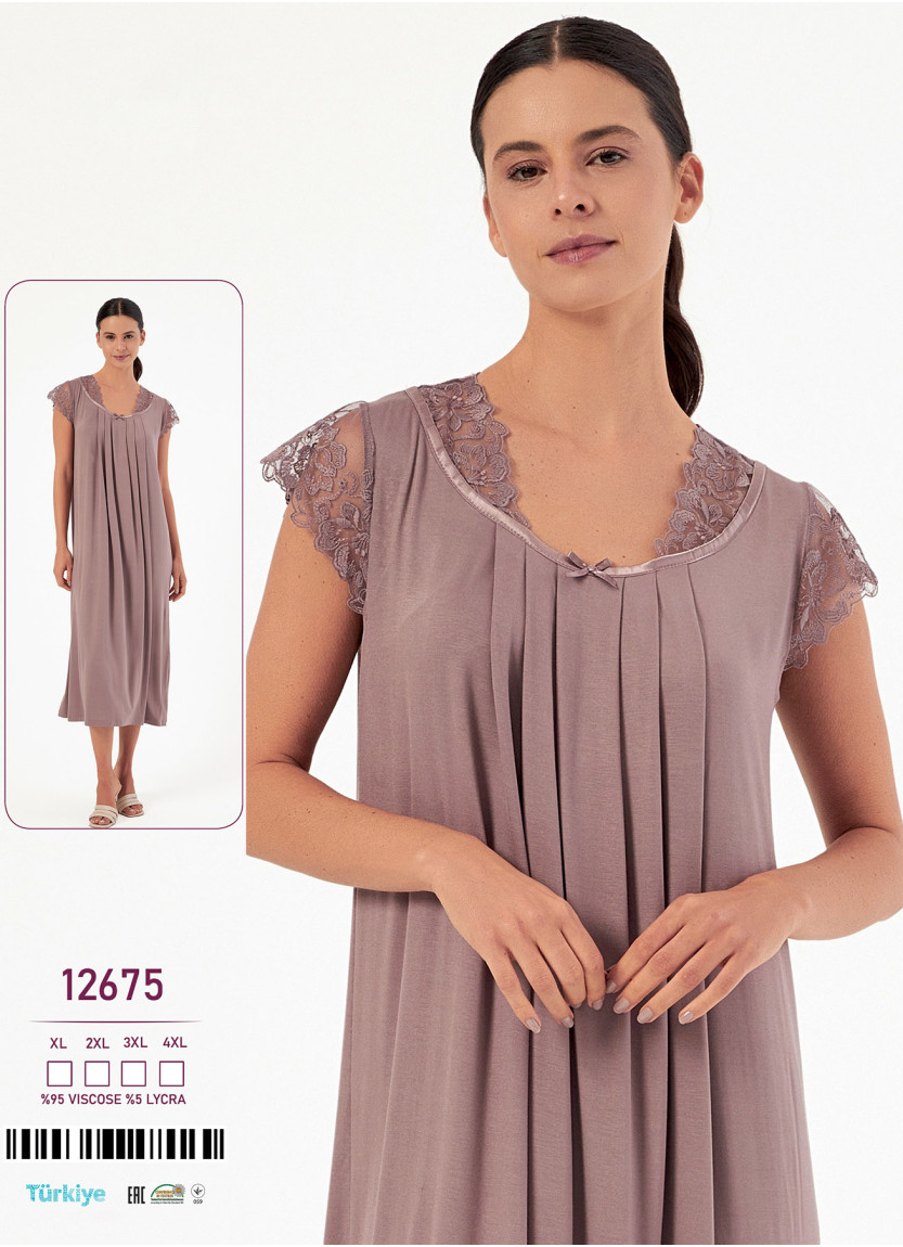 Caroline 12675 — ночная сорочка из вискозы (XL+2XL+3XL+4XL) — оптовая поставка со Стамбула