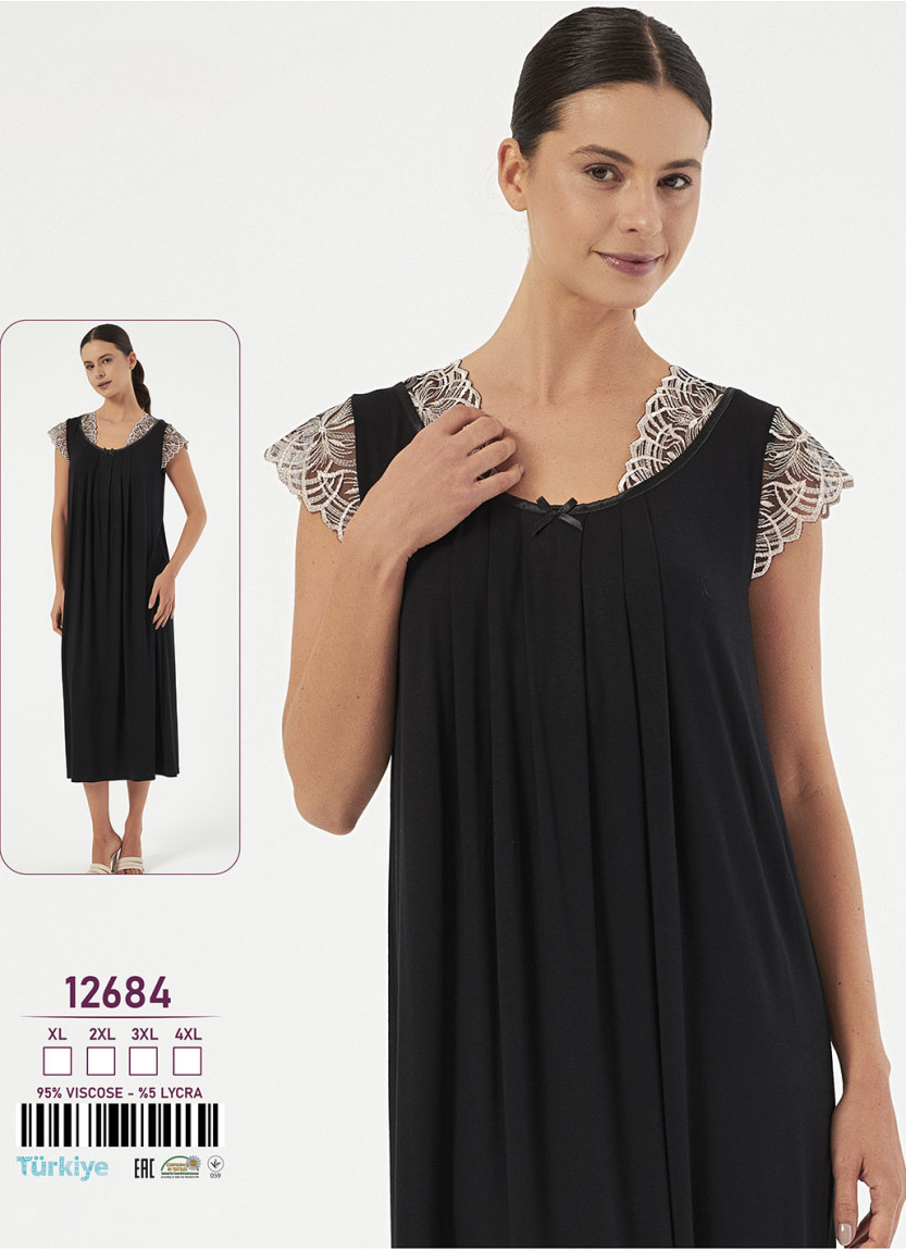 Caroline 12684 — ночная сорочка из вискозы (XL+2XL+3XL+4XL) — оптом для магазинов и бутиков