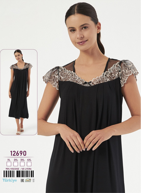 Caroline 12690 viscose nightdress (XL+2XL+3XL+4XL) — wholesale from Turkey