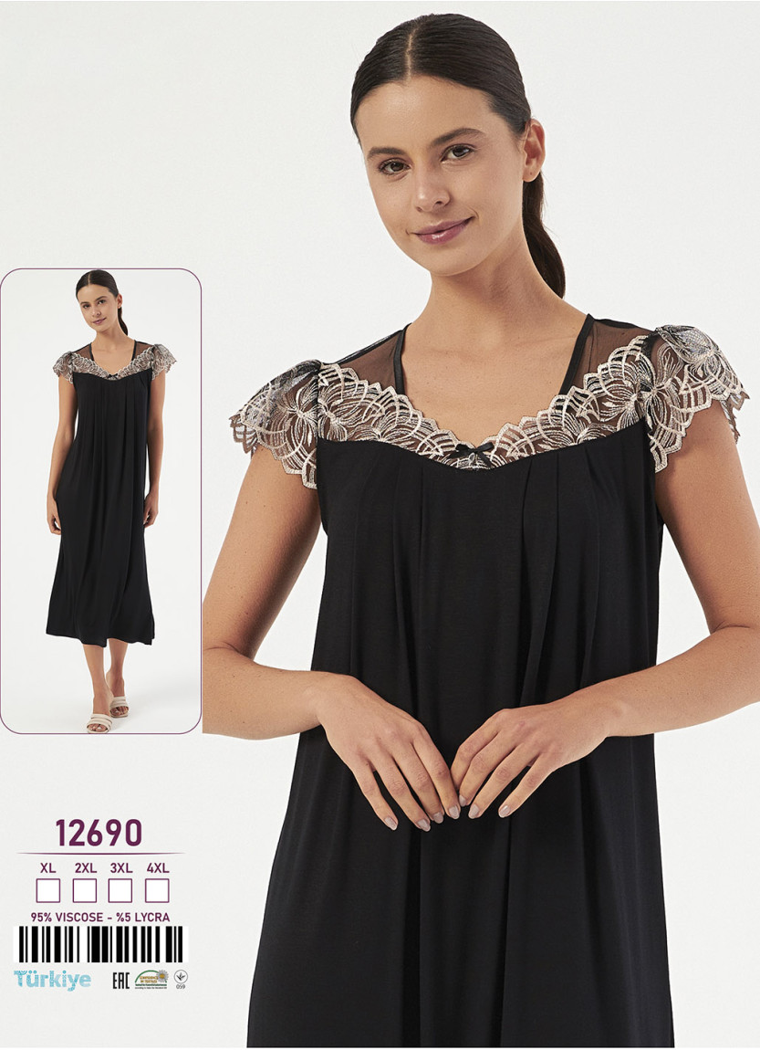 Caroline 12690 — ночная сорочка из вискозы (XL+2XL+3XL+4XL) — купить оптом из Турции
