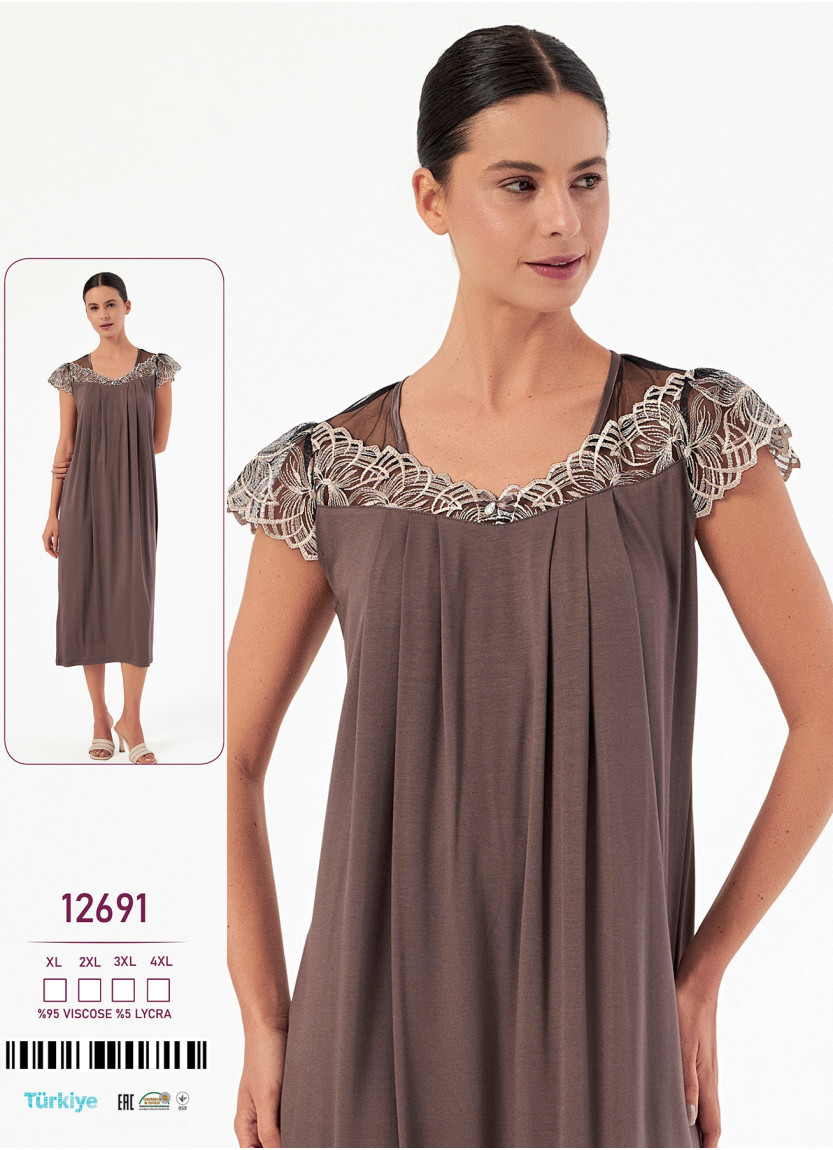 Caroline 12691 — ночная сорочка из вискозы (XL+2XL+3XL+4XL) — оптом от турецкой фабрики