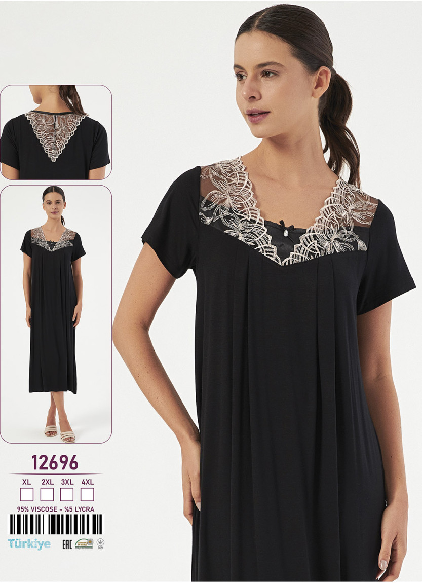 Caroline 12696 viscose nightdress (XL+2XL+3XL+4XL) — wholesale supply from Istanbul