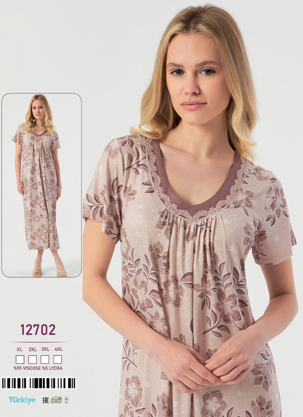 Caroline 12702 viscose nightdress (XL+2XL+3XL+4XL) — wholesale for stores and boutiques