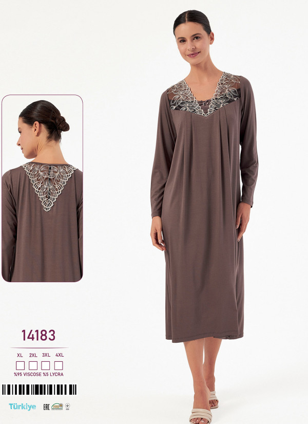 Caroline 14183 viscose nightdress (XL+2XL+3XL+4XL) — wholesale from Turkey