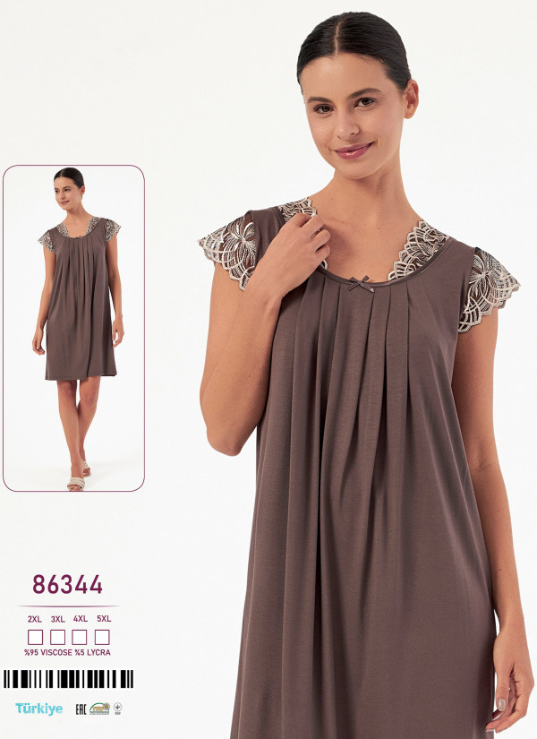 Caroline 86344 viscose nightdress (2XL+3XL+4XL+5XL) — Turkish textile wholesale