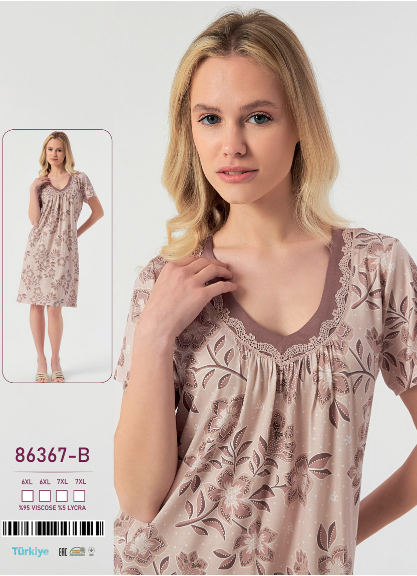 Caroline 86367-B viscose nightdress (6XL+6XL+7XL+7XL) — wholesale supply from Istanbul