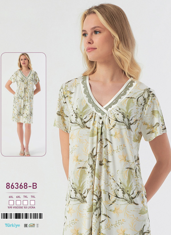 Caroline 86368-B viscose nightdress (6XL+6XL+7XL+7XL) — Turkish textile wholesale