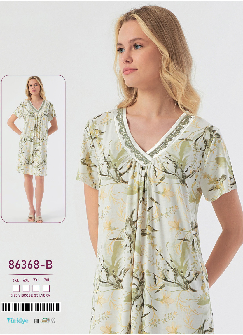 Caroline 86368-B viscose nightdress (6XL+6XL+7XL+7XL) — Turkish textile wholesale
