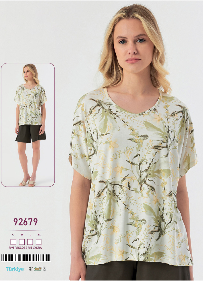 Caroline 92679 — женский вискозный комплект с шортами (S+M+L+XL) — оптом для магазинов и бутиков