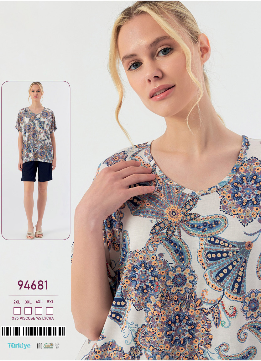 Caroline 94681 — женский вискозный комплект с шортами (2XL+3XL+4XL+5XL) — оптом для магазинов и бутиков