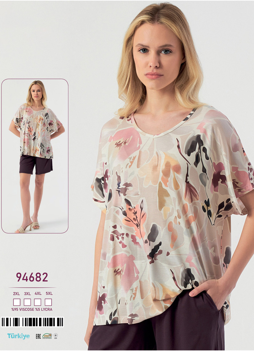 Caroline 94682 — женский вискозный комплект с шортами (2XL+3XL+4XL+5XL) — прямые поставки из Турции