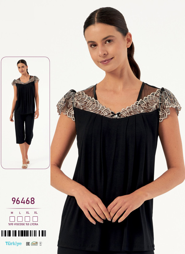 Caroline 96468 women's viscose capri homewear set (M+L+XL+XL) — wholesale supply from Istanbul