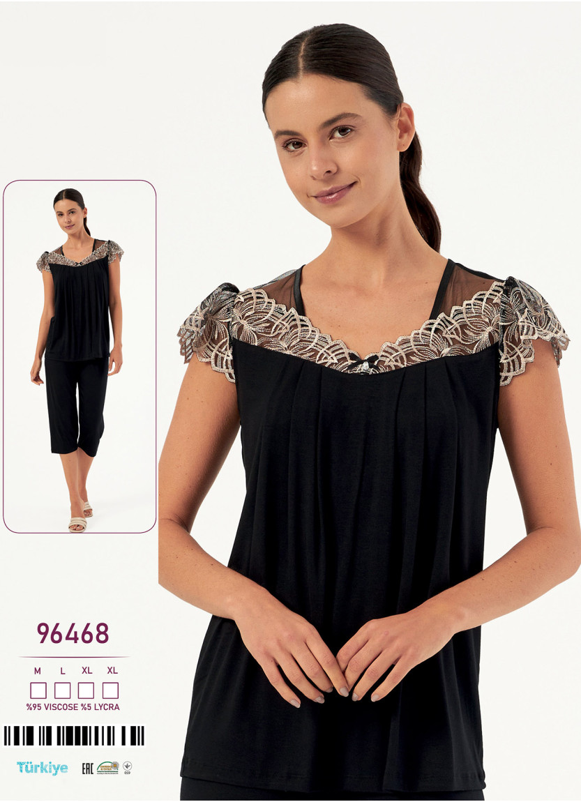 Caroline 96468 — женский вискозный комплект с капри (M+L+XL+XL) — оптовая поставка со Стамбула