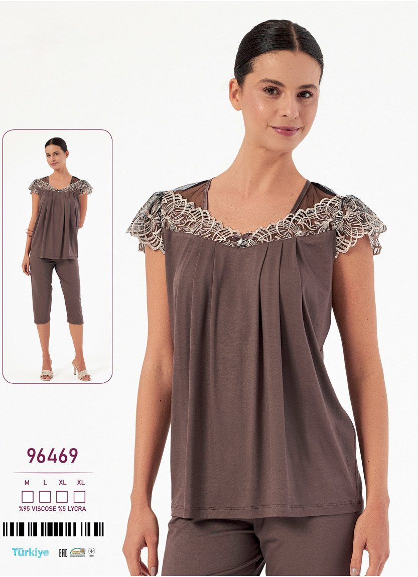 Caroline 96469 — женский вискозный комплект с капри (M+L+XL+XL) — турецкий текстиль оптом