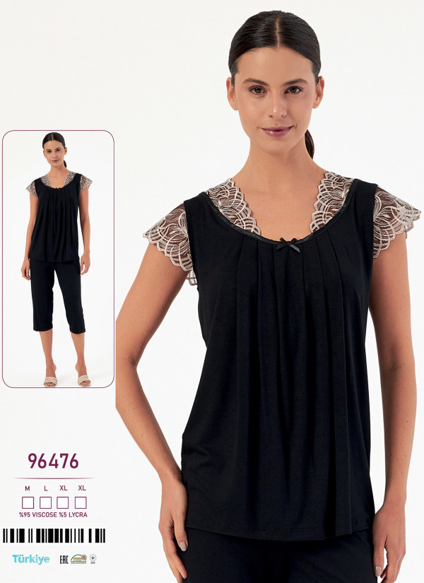 Caroline 96476 women's viscose capri homewear set (M+L+XL+XL) — wholesale from Turkey