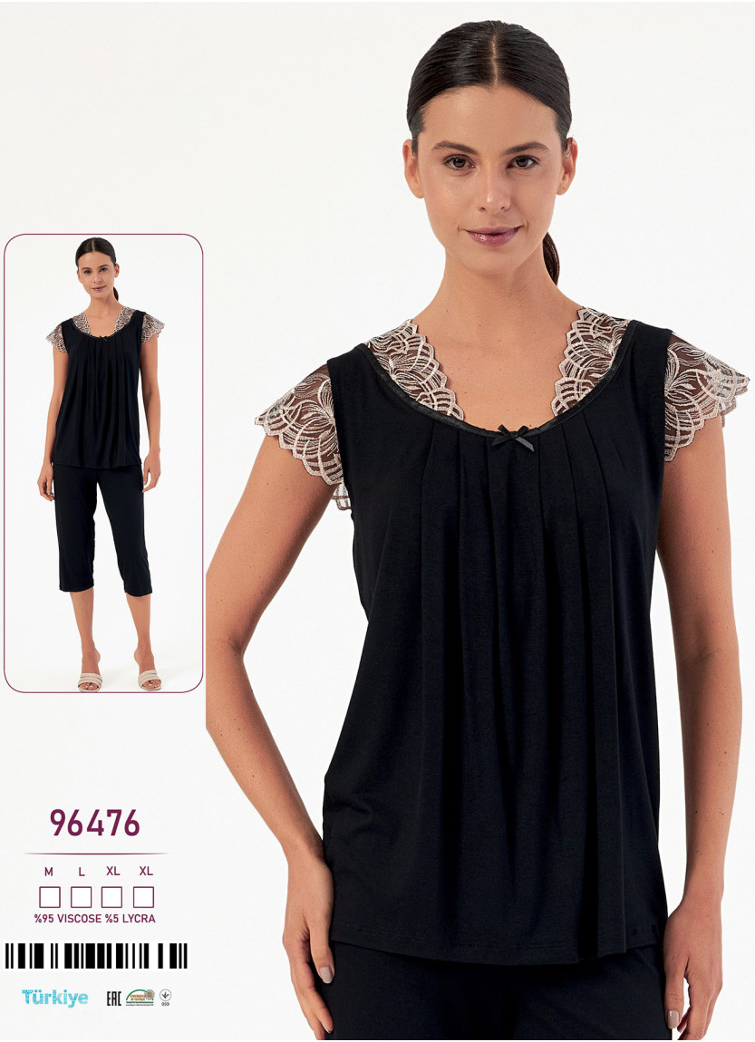 Caroline 96476 women's viscose capri homewear set (M+L+XL+XL) — wholesale from Turkey
