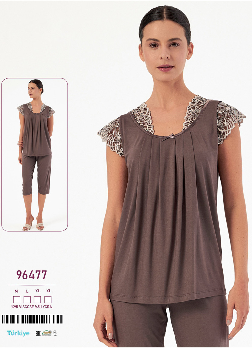 Caroline 96477 — женский вискозный комплект с капри (M+L+XL+XL) — оптом от турецкой фабрики
