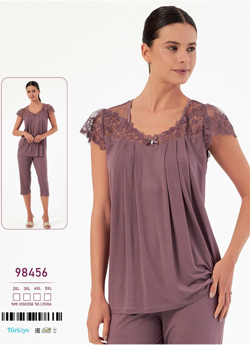 Caroline 98456 — женский вискозный комплект с капри (2XL+3XL+4XL+5XL) — оптовая поставка со Стамбула