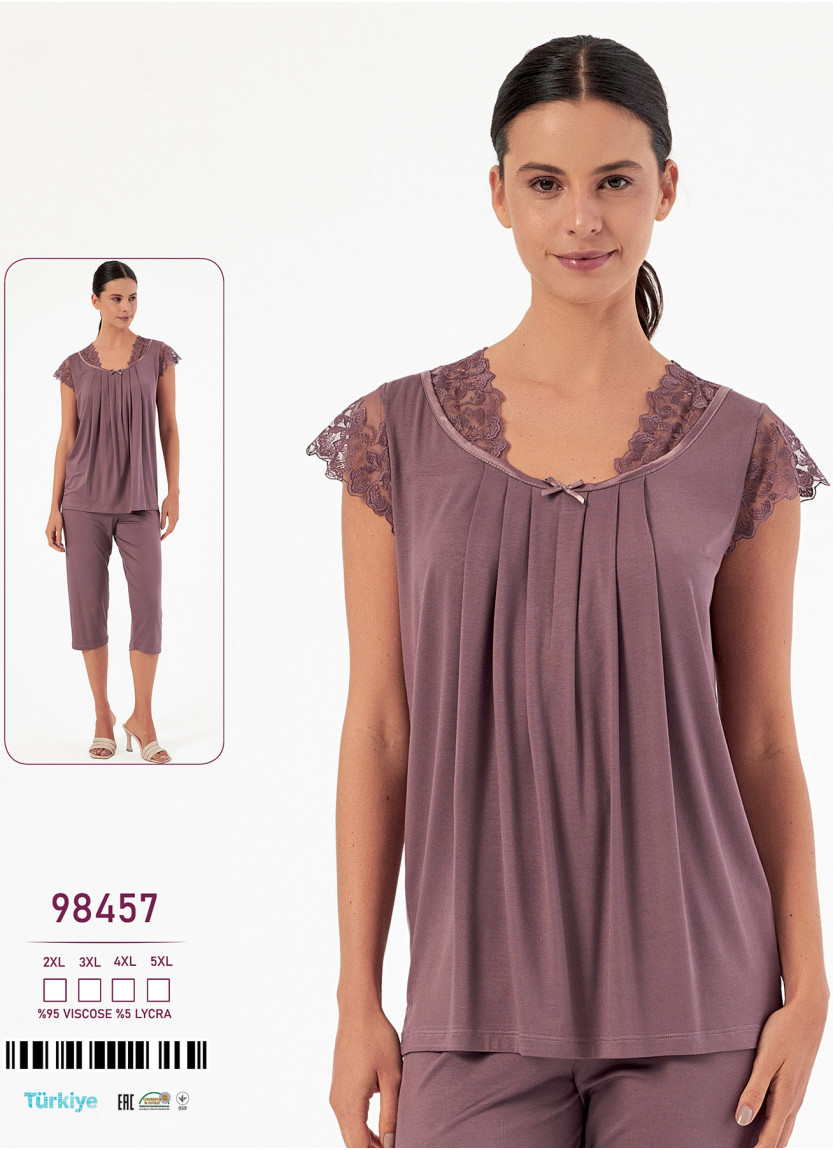 Caroline 98457 — женский вискозный комплект с капри (2XL+3XL+4XL+5XL) — турецкий текстиль оптом