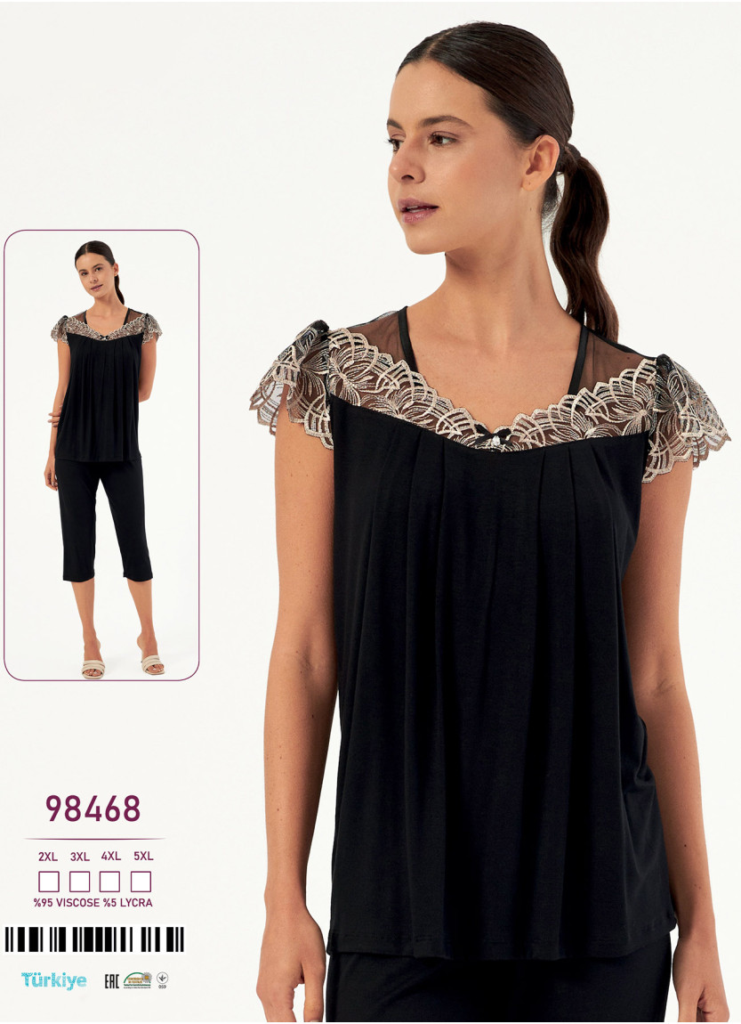 Caroline 98468 women's viscose capri homewear set (2XL+3XL+4XL+5XL) — wholesale from Turkey