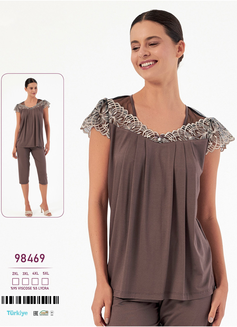 Caroline 98469 — женский вискозный комплект с капри (2XL+3XL+4XL+5XL) — оптом от турецкой фабрики