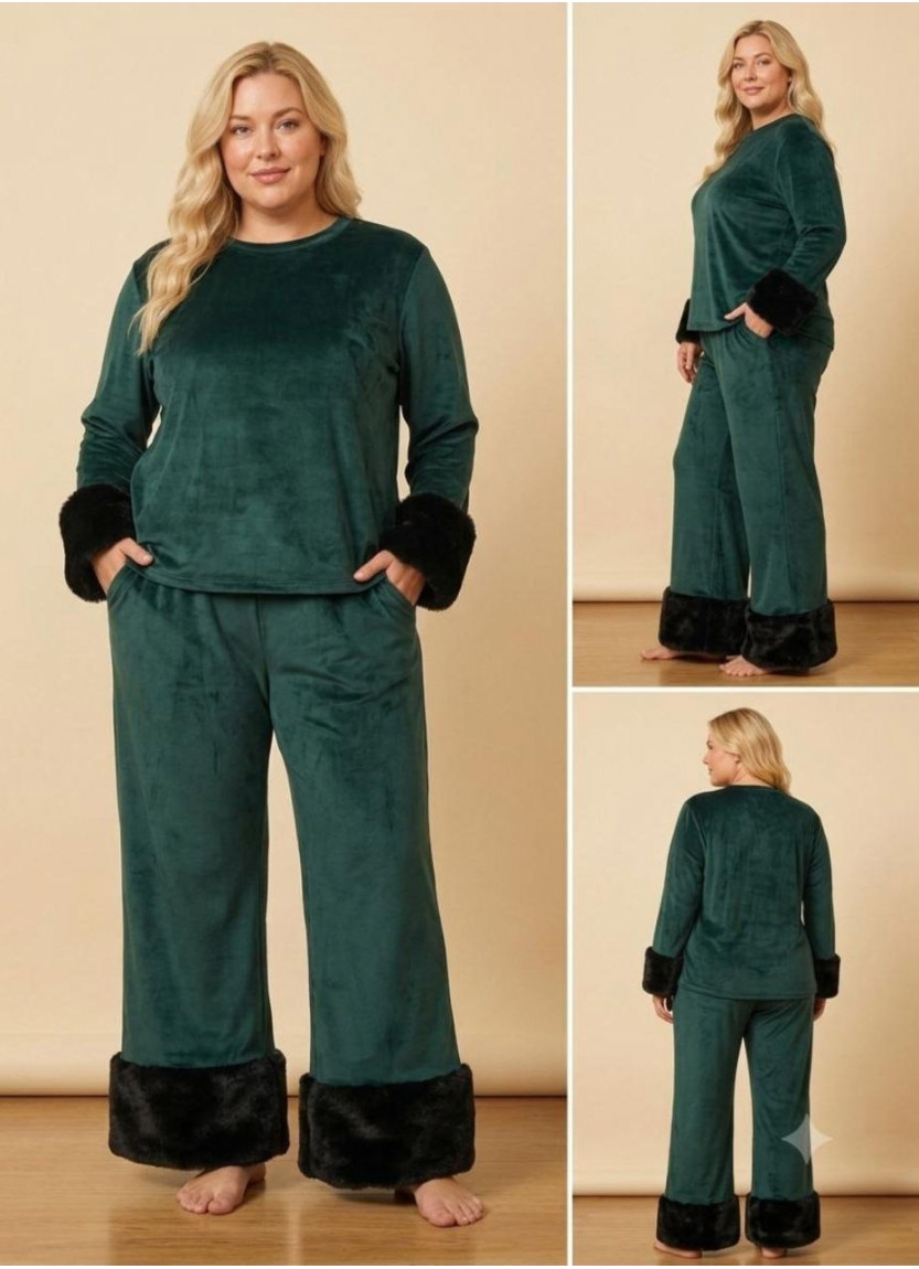 Женская Велюровая Пижама с Меховой Отделкой (M+L+XL) Lady