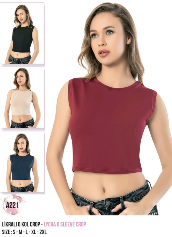 Women’s Cropped Cotton Lycra Sleeveless Top MFO Life A221
