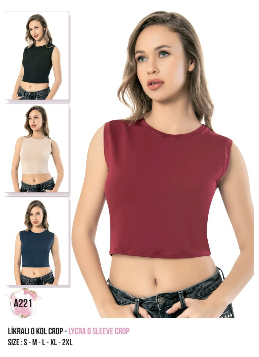 Women’s Cropped Cotton Lycra Sleeveless Top MFO Life A221